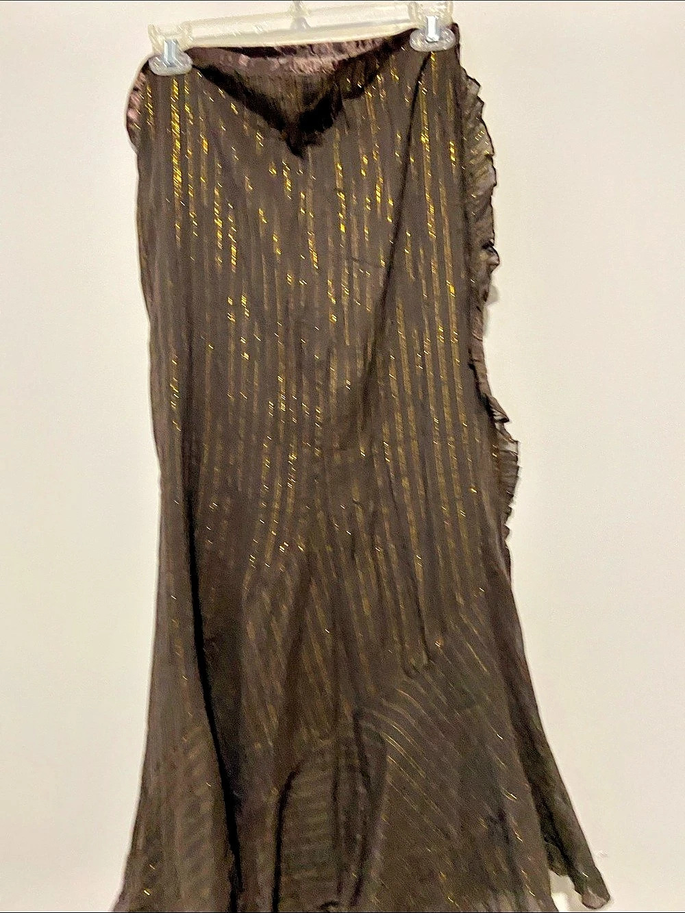 Juicy Couture Beach Striped Maxi Dress in Brown & Gold Size Medium